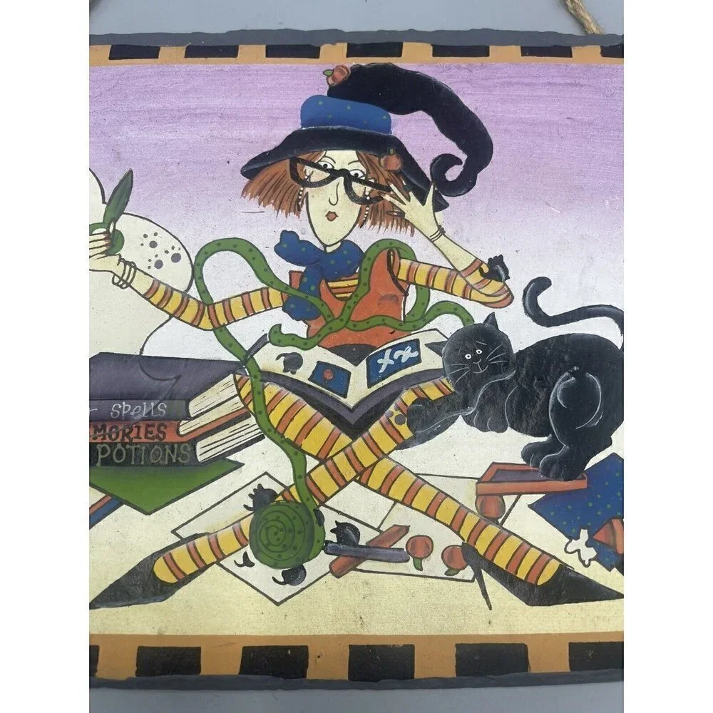 Scrapbooking Witch Wall Hanging 8x10” Plaque Halloween Crafty Craft Room Decor